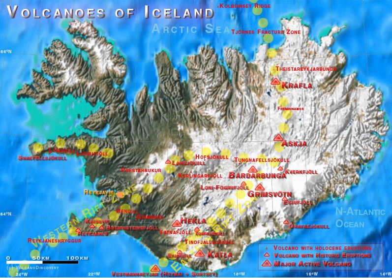 Where to find Icelands active vulcanos