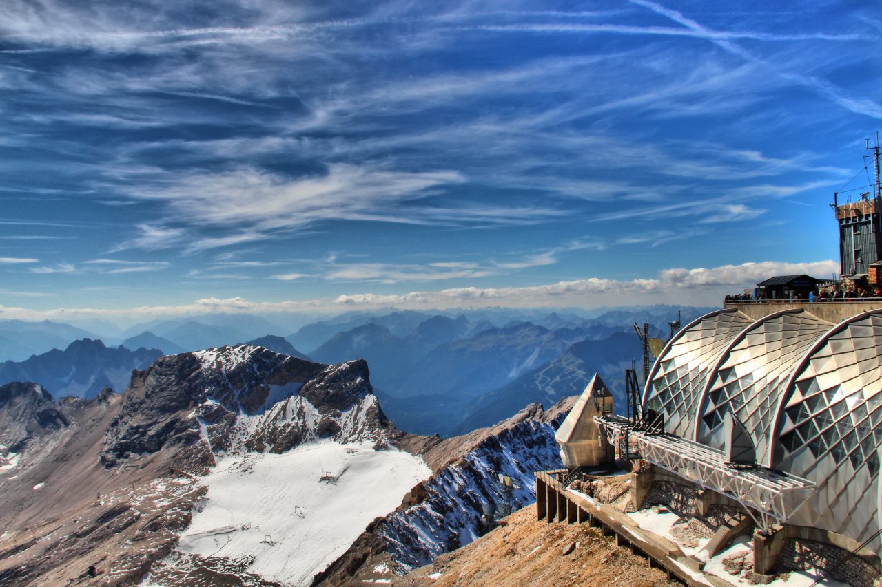 View from Zugspitze to Austria to Switzerland and Germany
